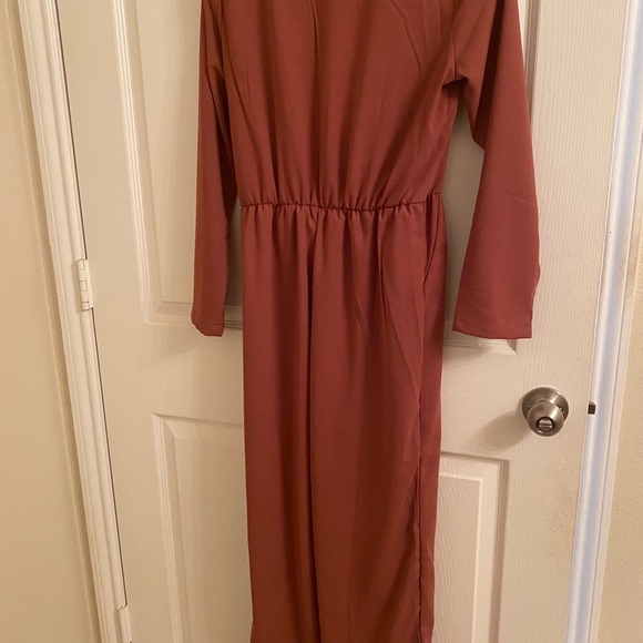 Dark Blush Collared Jumpsuit - Picture 3 of 3